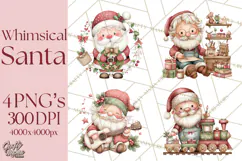 Whimsical Santa Clipart PNG, Cute Christmas Santa Clip Art Product Image 1