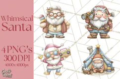 Whimsical Santa Clipart PNG, Funny Christmas Illustrations Product Image 1