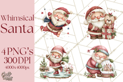 Whimsical Santa Clipart PNG, Cute Christmas Santa Clip Art Product Image 1