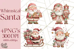 Whimsical Santa Clipart PNG, Cute Christmas Santa Clip Art Product Image 1