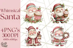 Whimsical Santa Clipart PNG, Cute Christmas Santa Clip Art Product Image 1