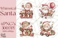 Whimsical Santa Clipart PNG, Cute Christmas Santa Clip Art Product Image 1