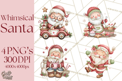 Whimsical Santa Clipart PNG, Cute Christmas Santa Clip Art Product Image 1