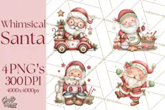 Whimsical Santa Clipart PNG, Cute Christmas Santa Clip Art Product Image 1