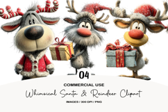 Whimsical Santa &amp; Reindeer Clipart Product Image 1