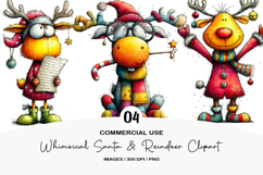 Whimsical Santa &amp; Reindeer Clipart Product Image 1