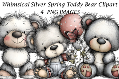 Whimsical Silver Spring Teddy Bear Clipart Product Image 1