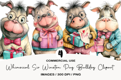 Whimsical Sir Winston Pug Bulldog Clipart Product Image 1
