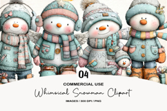 Whimsical Snowman Clipart Product Image 1