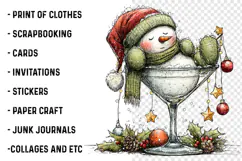 Christmas Snowman Cocktail Clipart PNG | Whimsical Holiday Product Image 3