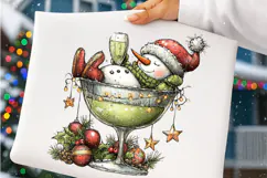 Christmas Snowman Cocktail Clipart PNG | Whimsical Holiday Product Image 4