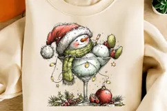 Christmas Snowman Cocktail Clipart PNG | Whimsical Holiday Product Image 5