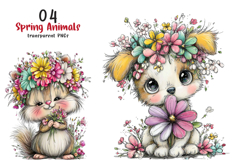 Whimsical spring animals clipart Product Image 1