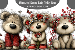 Whimsical Spring Baby Teddy Bear Clipart PNG Product Image 1
