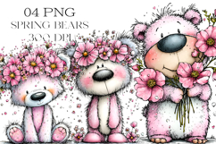 Whimsical Spring Bears Clipart Product Image 1