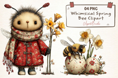 Whimsical Spring Bee Clipart Product Image 1