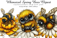 Whimsical Spring Bee Clipart Product Image 1