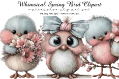 Whimsical Spring Bird Clipart Product Image 1