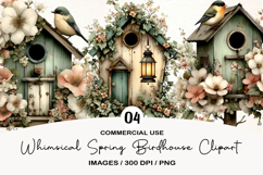 Whimsical Spring Birdhouse Clipart Product Image 1