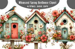 Whimsical Spring Birdhouse Clipart PNG Product Image 1
