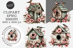 Whimsical Spring Birdhouse Clipart - Spring Birdhouse Png Product Image 1