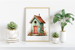 Whimsical Spring Birdhouse Clipart PNG Product Image 2