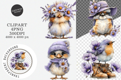 Whimsical Spring Birds Clipart - Whimsical Spring Birds PNG Product Image 1