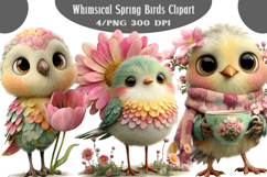 Whimsical Spring Birds Clipart Product Image 1
