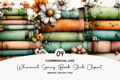Whimsical Spring Book Stack Clipart Product Image 1