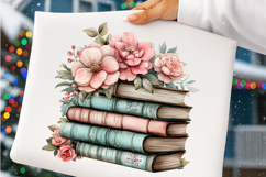 Whimsical Spring Book stack Clipart - Spring Book stack Png Product Image 2