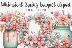 Whimsical Spring bouquet clipart Product Image 1