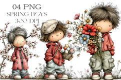 Whimsical Spring Boys Clipart Product Image 1