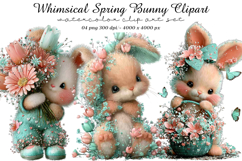 Whimsical Spring Bunny Clipart-01 Product Image 1