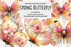 Whimsical Spring Butterfly Clipart Product Image 1