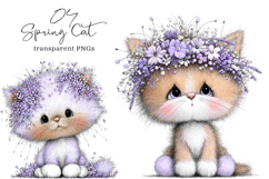 Whimsical spring cat Clipart Product Image 1