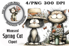Whimsical Spring Cat Clipart Product Image 1