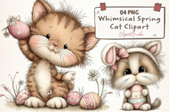 Whimsical Spring Cat Clipart Product Image 1