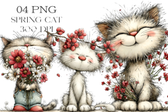 Whimsical Spring Cat Clipart Product Image 1