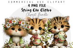 Whimsical Spring Cat Clipart Product Image 1