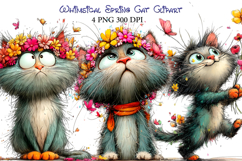 Whimsical Spring Cat Clipart Product Image 1