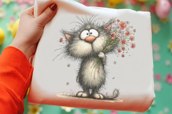 Whimsical Spring Cat Clipart, Easter Sublimation PNG Product Image 2