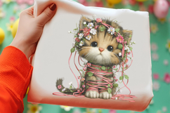 Whimsical Spring Cat Clipart Product Image 2