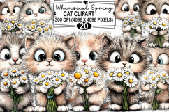 Whimsical Spring Cat Clipart Png Product Image 1