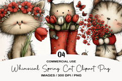 Whimsical Spring Cat Clipart Png Product Image 1