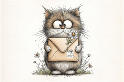 Whimsical Spring Cat Clipart Png Product Image 2