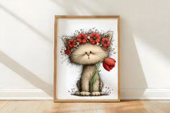 Whimsical Spring Cat Clipart Png Product Image 3