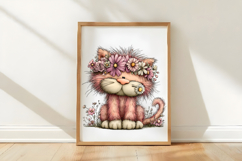 Whimsical Spring Cat Clipart Png Product Image 3