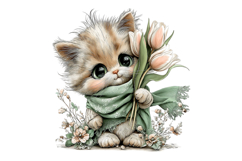 Whimsical Spring Cat Clipart Product Image 2