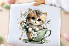 Whimsical Spring Cat Clipart Product Image 3