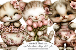 Whimsical Spring Cats Clipart - Whimsical Spring Cats Png Product Image 1
